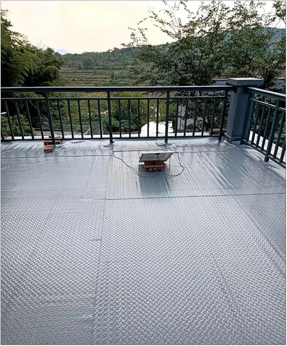 XAZLBIW Heavy Duty Waterproof Rubber Mat for Outdoor Patio & Balcony, Diamond Plate Garage Floor Mats 2ft-30ft, Durable 3mm Thick Flooring Rolls, Ideal All Weather