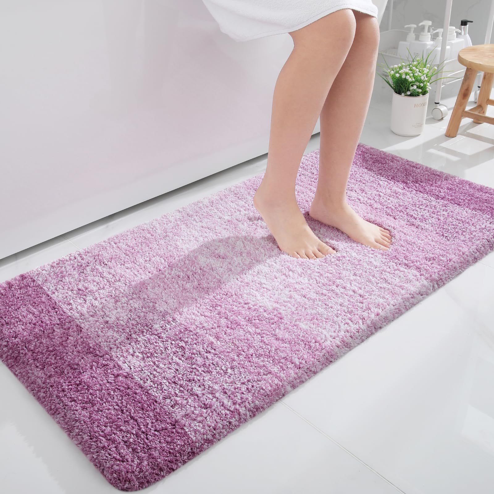 OLANLY Bathroom Runner Rugs 47x24, Extra Soft Absorbent Microfiber Bath Rugs, Rubber Backing, Quick Dry, Washable Bath Mats for Bathroom Floor, Tub