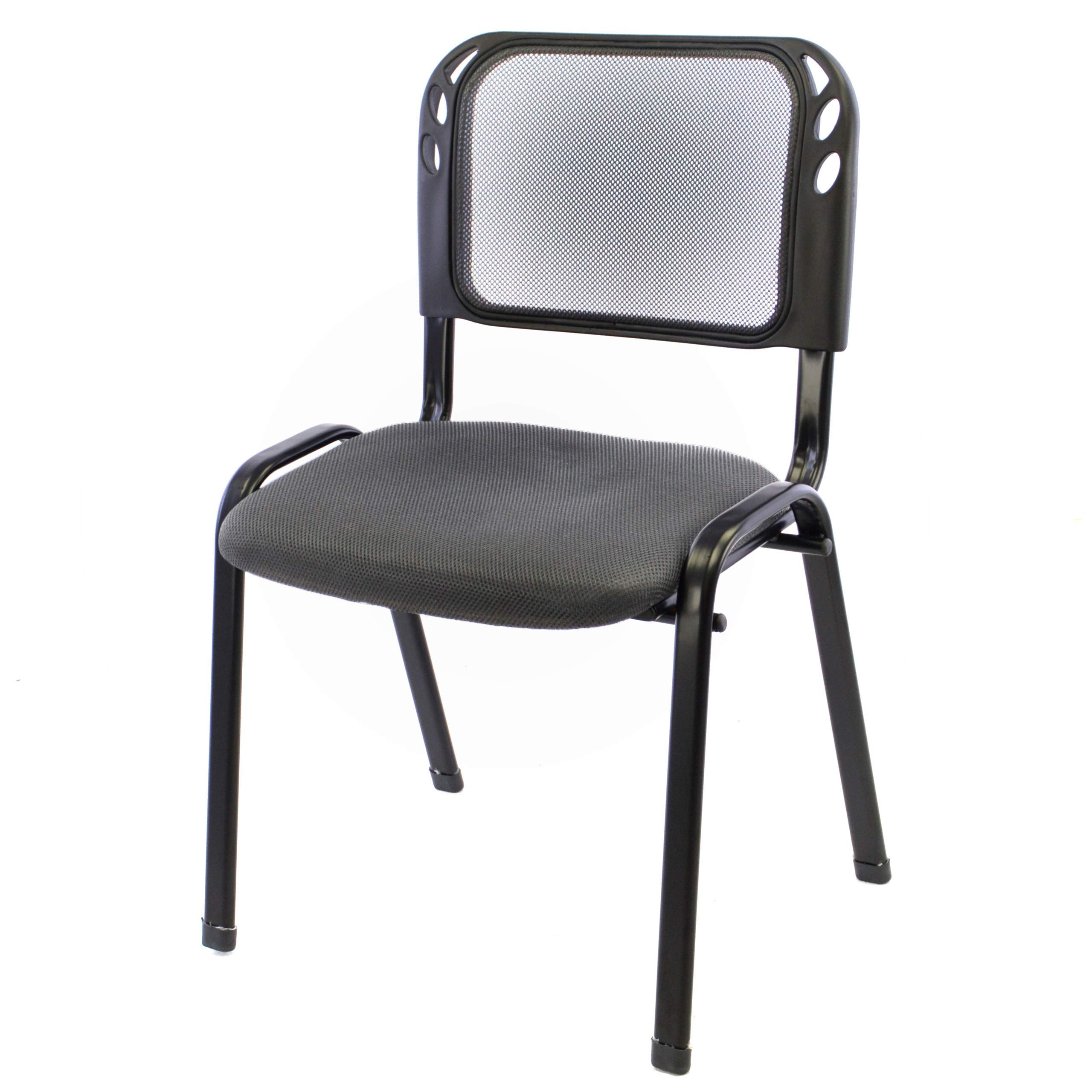 Nexos Trading 8er Set Bürostuhl Konferenzstuhl Besucherstuhl grau gepolsterte Sitzfläche stapelbar 52,5 x 45 x 80 cm Stapelstuhl Metallrahmen schwarz Anthrazit