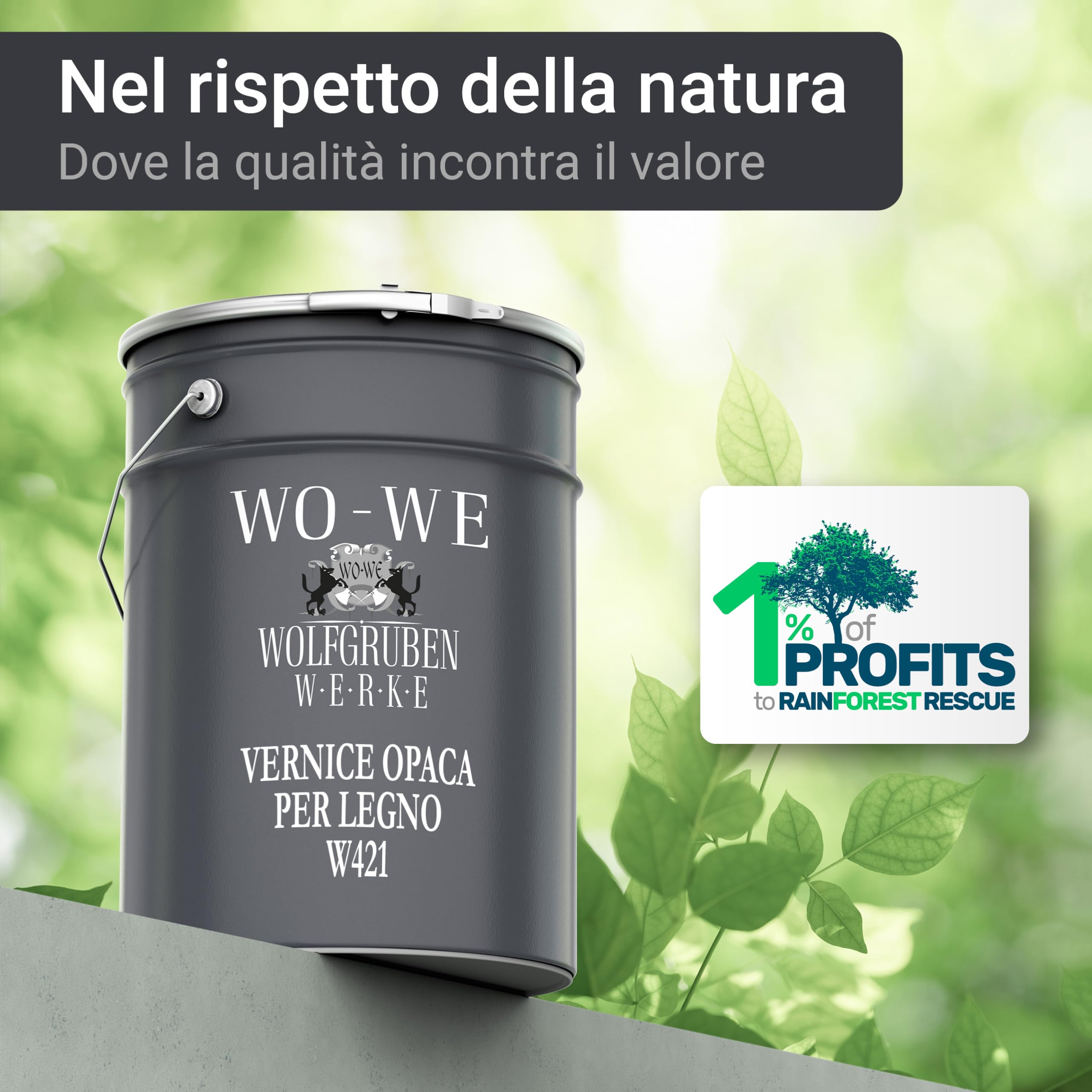 Pittura colorata opaca per legno vernice acqua mobili protettiva W421 Bianco puro sim. RAL 9010 - 2.5L