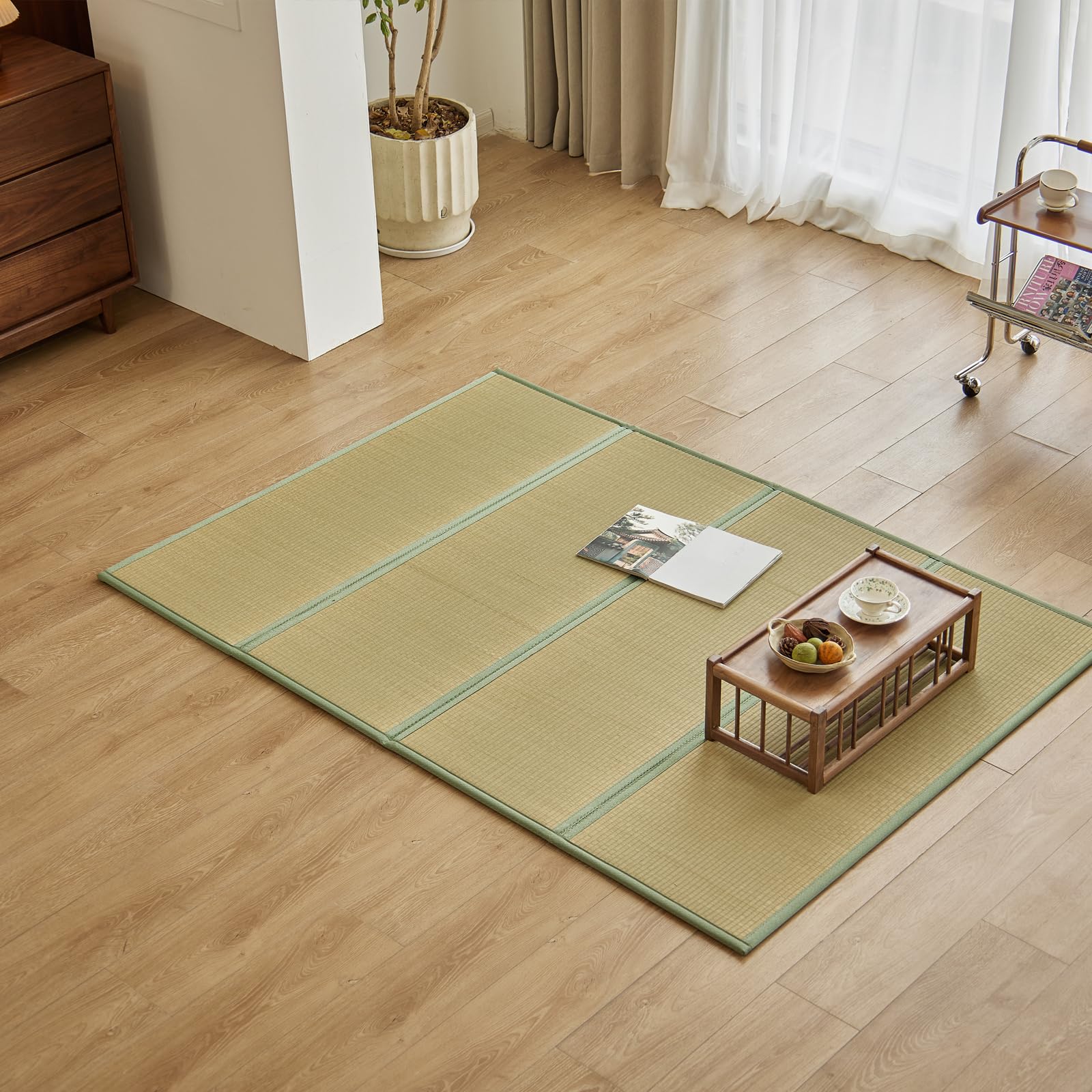 KITBRHOME Japanese Tatami Mat,(Queen, 79" x 59" x 0.5") 100% Rush Grass Portable Folding Mat Futon Mattress Firm Traditional Floor Bed (Queen)