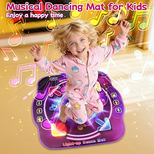 Miniatura 6 de Juguetes de tapete de baile para niños de 3 a 12 años, tapete de juego de música bailando con Bluetooth inalámbrico iluminado con 5 modos de juego,