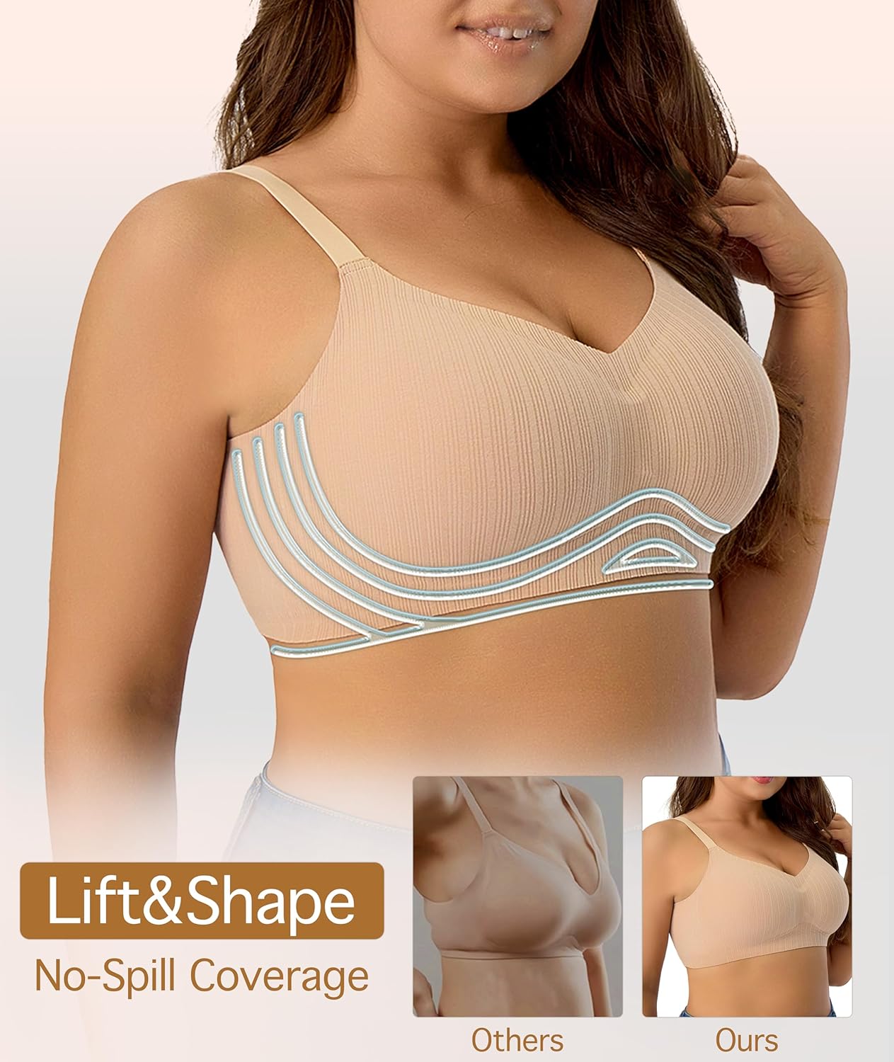 Push Up Bras for Women Wireless Bra Jelly Soft Support Seamless Comfortable Wire Free Bralette Small to Plus Size