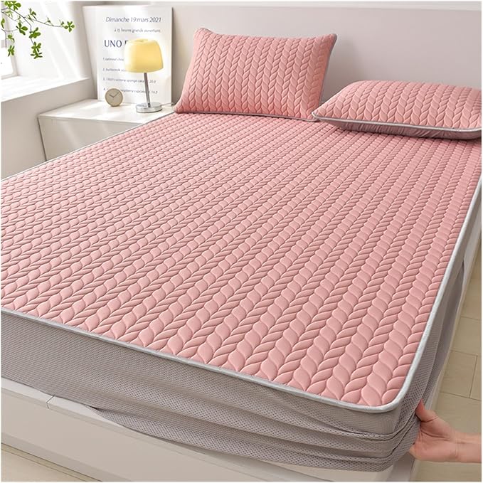 Ice Silky Bed Sheet, Latex Fitted Sheet with Pillowcases, 2024 New