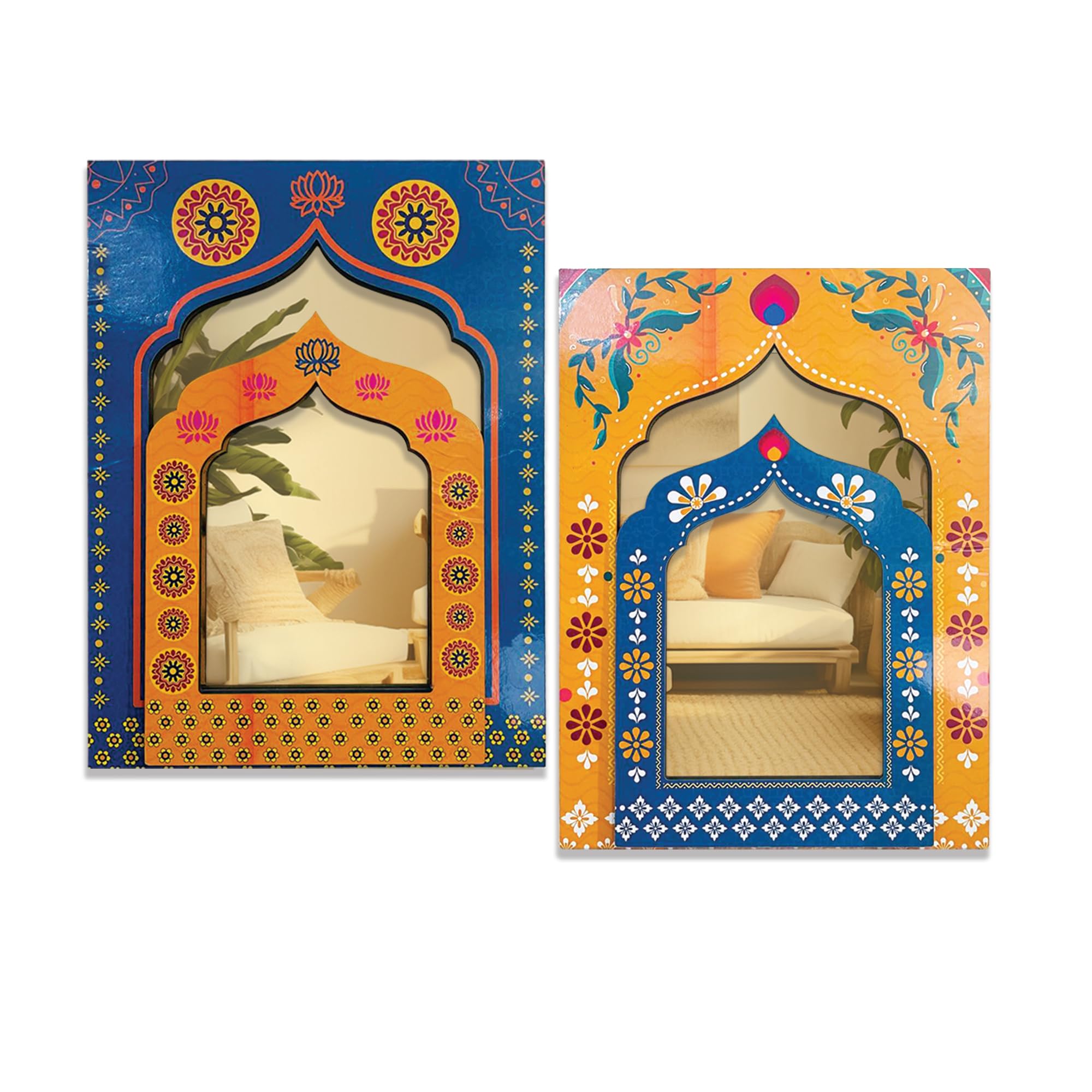 RAG28 Wooden Jharokha Style Wall Decor Set of 2 | Home Decor Items (SJ2, Size: 11 X 8.5 Inches Each)