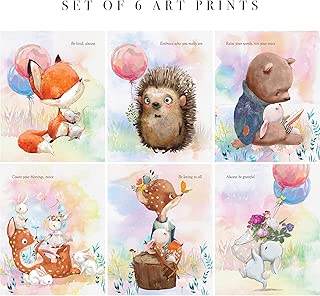 Pillow and Toast Woodland Nursery Decor, Baby Room Wall Decorations, Animals Posters for Kids, Children Wall Art Prints 8x10 inches - coolthings.us