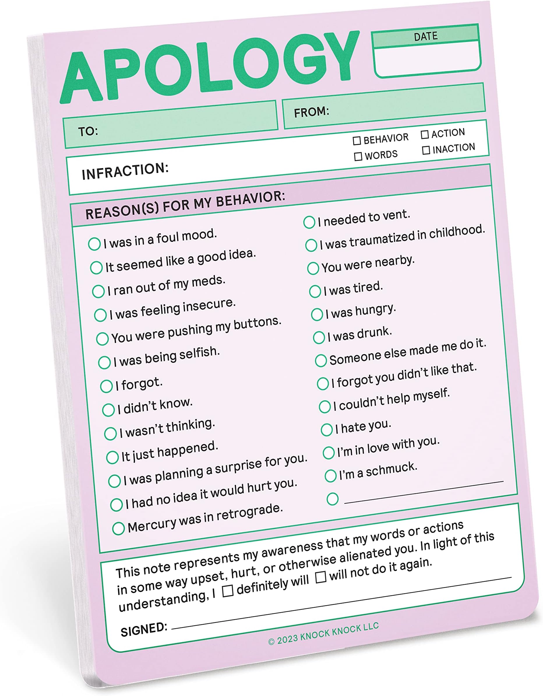 Amazon.com : Knock Knock Self-Therapy Pad, Checklist Note Pad for Step ...