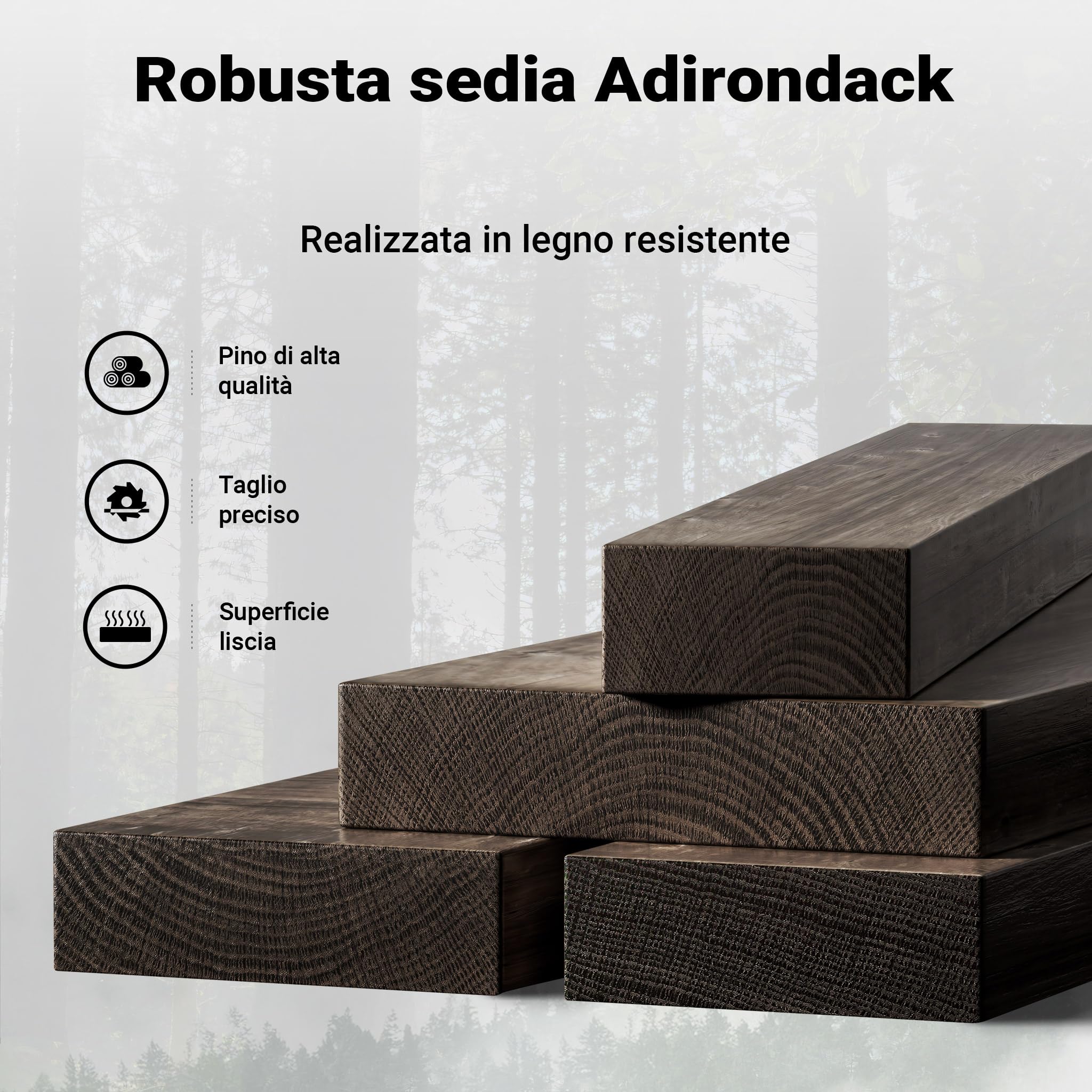 Wiltec sedia da giardino Adirondack 89 x 72 x 92.5 cm, legno FSC, per interno esterno