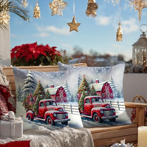 HOMETITUTE Set of 2 Christmas Throw Pillow Covers 18x18 Inch