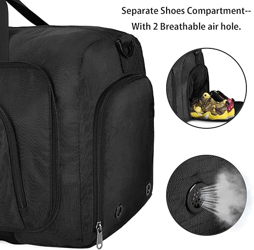 Miniatura 3 de Bolsas de lona para viajar, bolso plegable de fin de semana para la noche bolsa impermeable de viaje bolso de fin de semana, Negro), NH5520