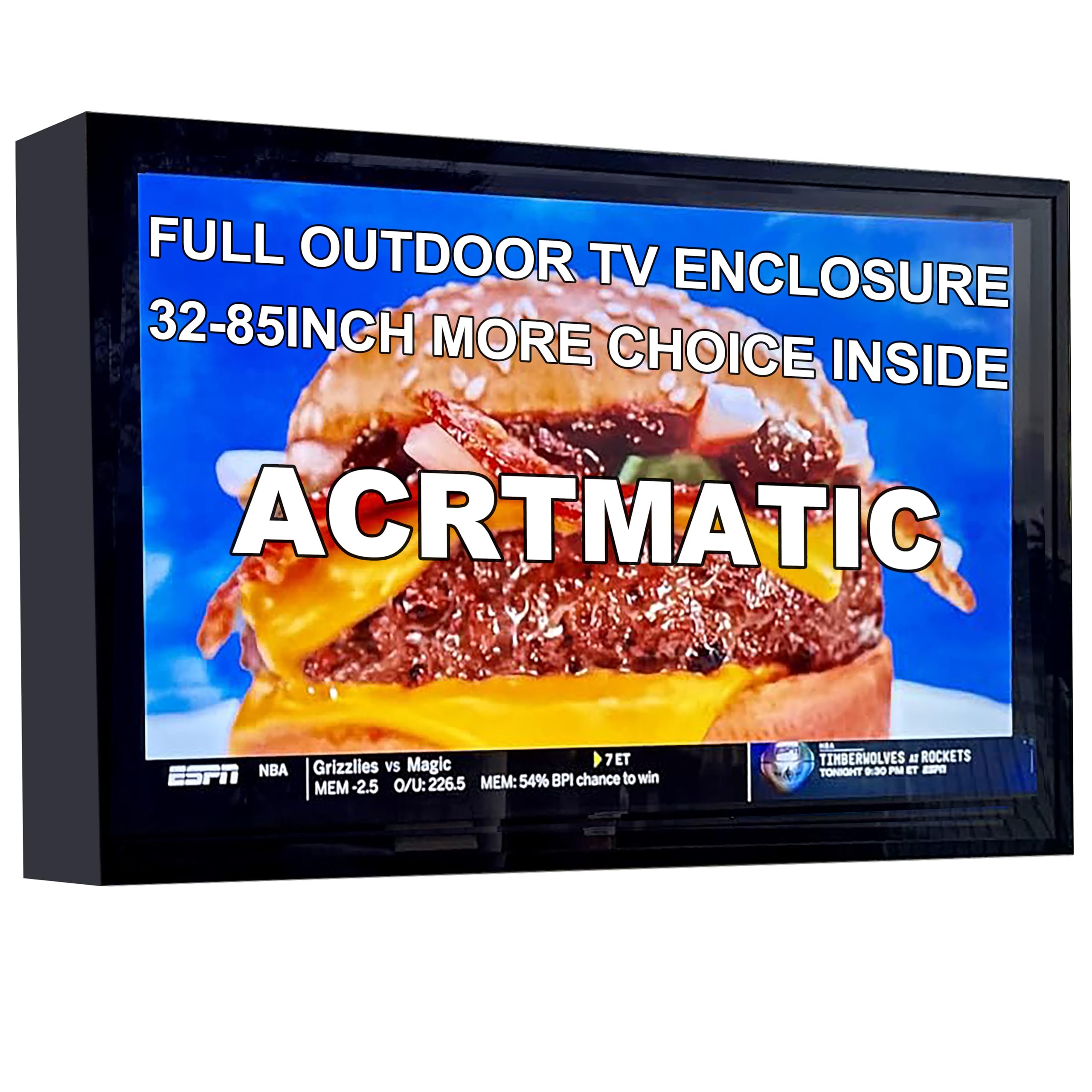 85in Weatherproof Outdoor TV Cover with Lock, Hard Cover and Durable, Clear Dust-proof Television Enclosure for 80-85inch Screens for Outside, Full Motion TV Wall Mount and 4 Cooling Fans Include