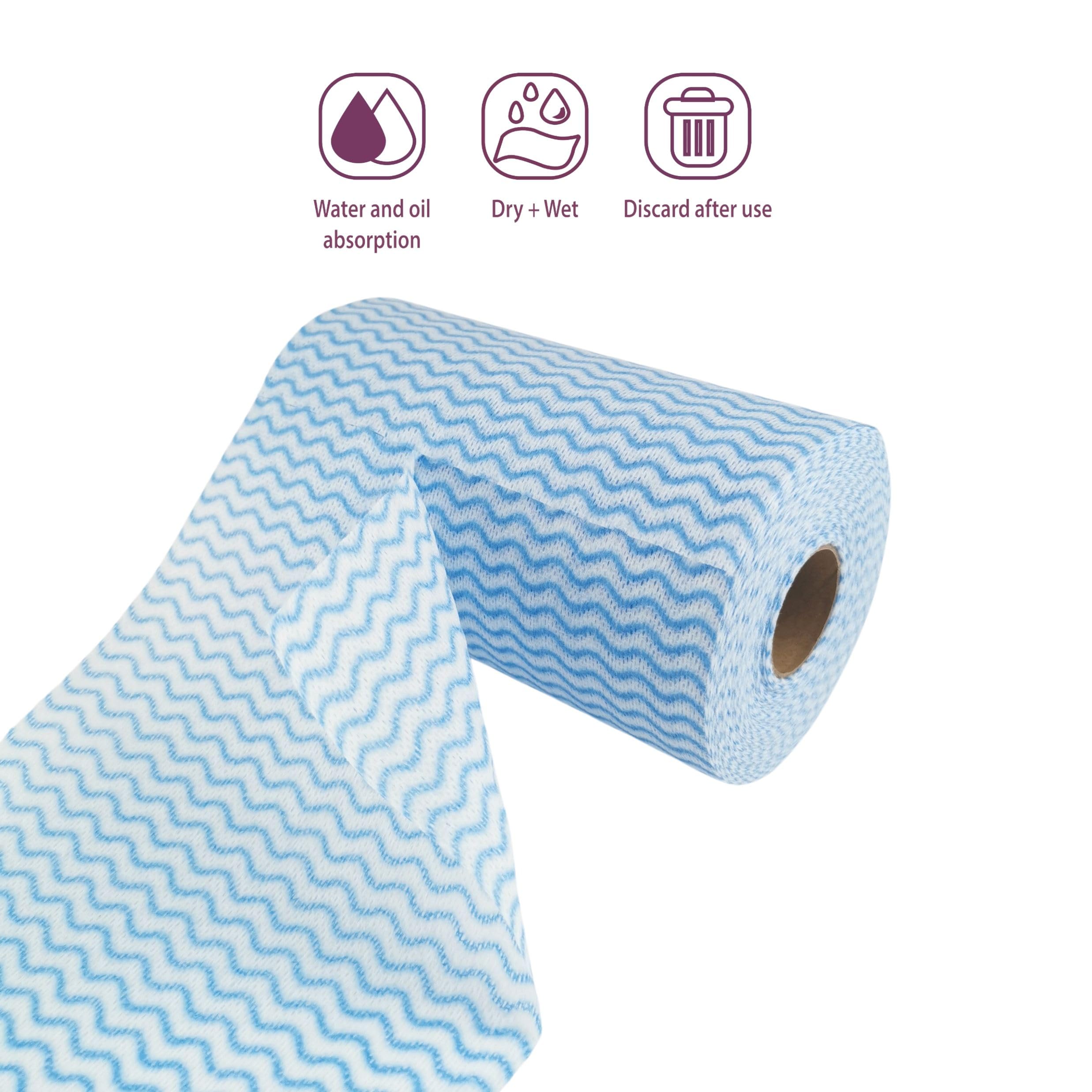 IDEA HOME Ściereczki na Rolce 2x100 sztuk – Niebieskie Ściereczki do Wycierania 8 x 35 cm – Uniwersalne Ściereczki w Rulonie do Kuchni, Sprzątania i Zastosowań Przemysłowych