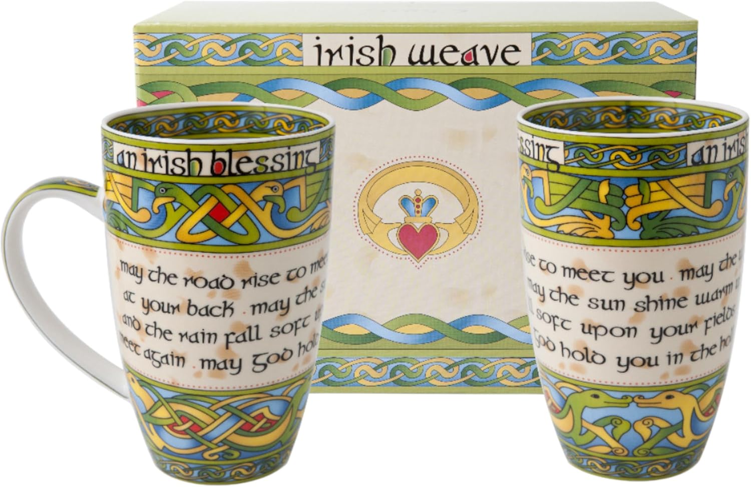 Irish Blessing Mug Set - Two Coordinating Mugs in Irish Gift Box