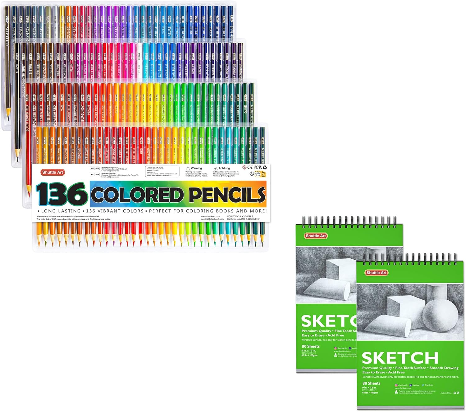 Shuttle Art Colored Pencils Bundle, Set of 136 Colors