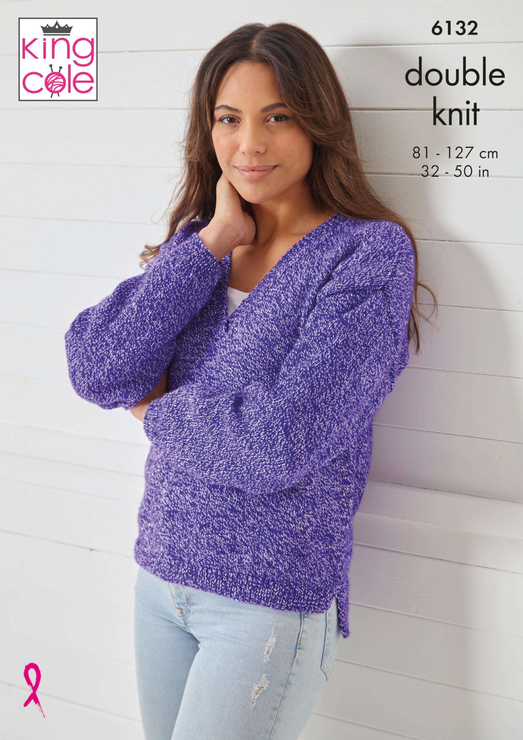 King Cole Unisex Multicolour Women’s Knitting Pattern Double Knit Sweater And Cardigan (6132), 32” – 50” (81Cm – 127Cm) Bust