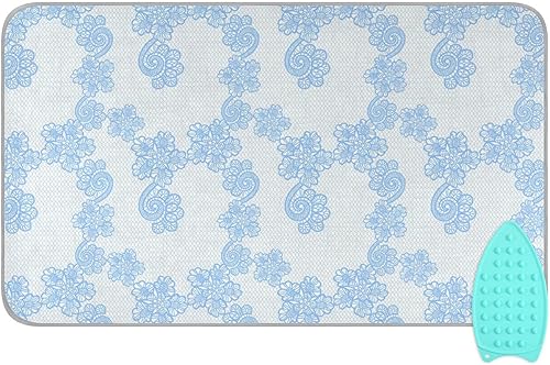 Blue Snowflakes Homes - Alfombrilla de planchar (tamaño grande, 47 x 28 pulgadas) con acolchado de 0.118 in y soporte de silicona para planchar al disponible en Yaxa El Salvador
