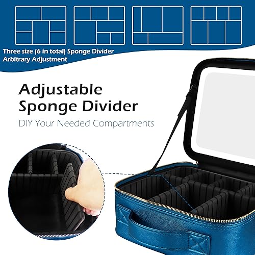 Vista 119 de MOMIRA Bolsa de maquillaje de viaje, bolsa de cosméticos, bolsa organizadora de maquillaje con espejo iluminado, brillo ajustable en 3 escenarios