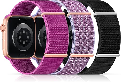 HEARTBOOM Paquete de 3 correas deportivas de nailon compatibles con Apple Watch de 1.575 pulgadas, 1.732 pulgadas, 1.494 pulgadas, 1.614 pulgadas,