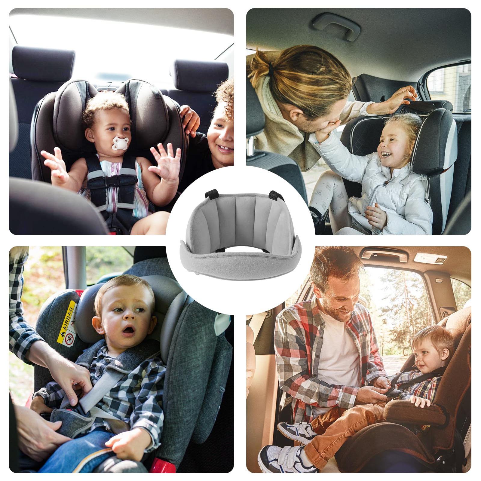 Set 3 Poggiatesta Per Seggiolino Auto - Morbidi, Regolabili Per Bambini E Carrozzine