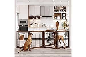 Folding Dog Gate Wooden Dog Gate with Door Walk Through for House