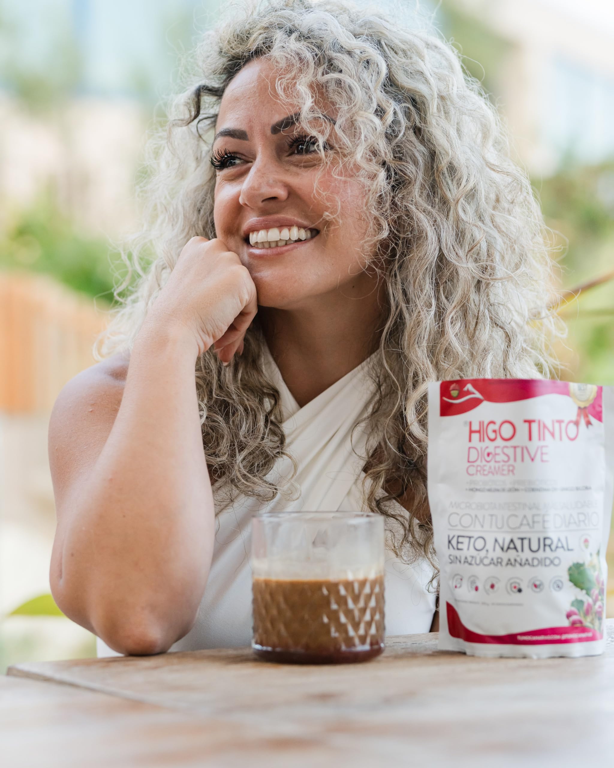 Digestive Creamer Bio Mejora la digestión y el bienestar – Probióticos + Prebióticos + Coenzima Q10 + Hongos funcionales – 300 g – Ideal para café – Sin azúcar – Con HIGO TINTO de Tuno Canarias