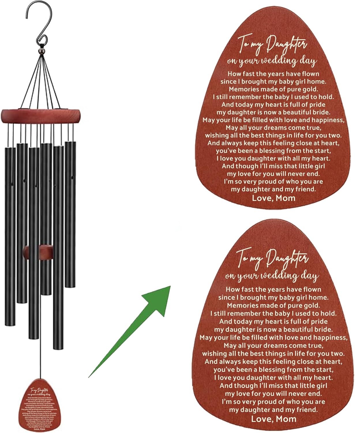 Daughter gift from mom on her Wedding Day/Daughter wedding Gift from Mother, Bride Gift from Mother Wedding Wind Chime