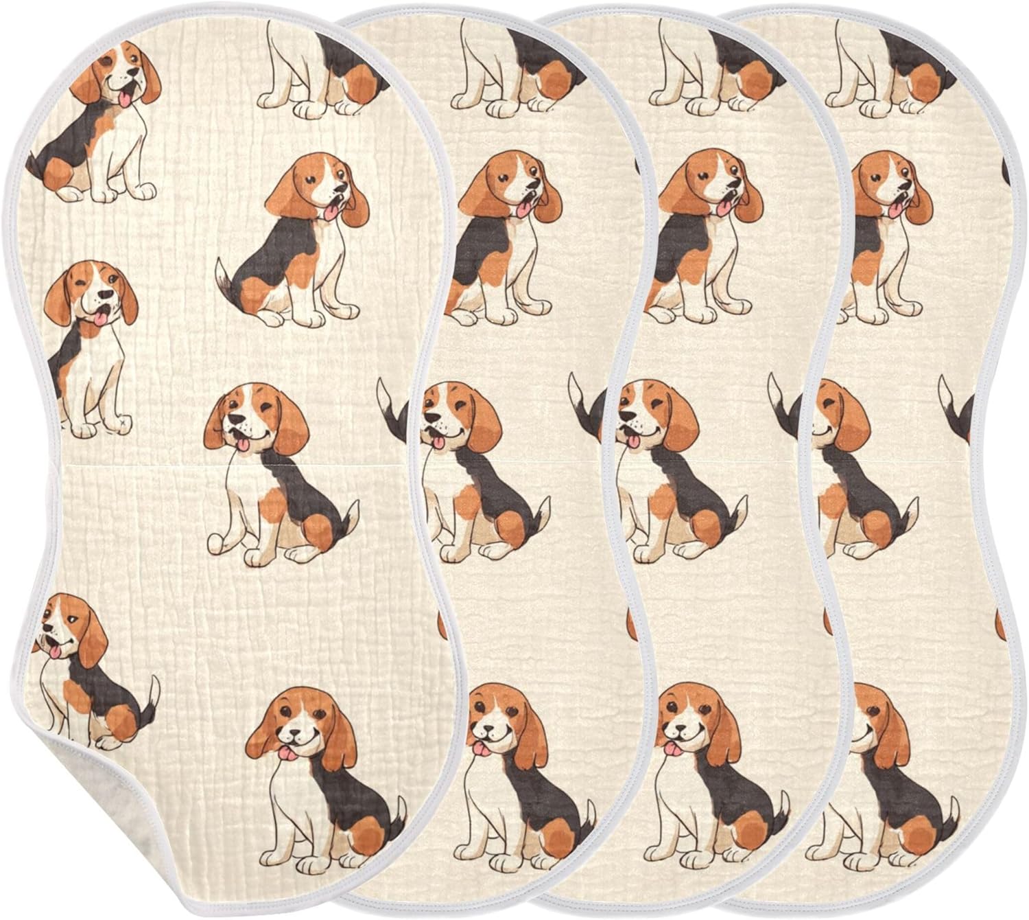 Cute Beagle Puppy Dog Burp Cloths Baby Boys Girls Absorbent Soft Cotton Burping Cloths Rags 4 Pack