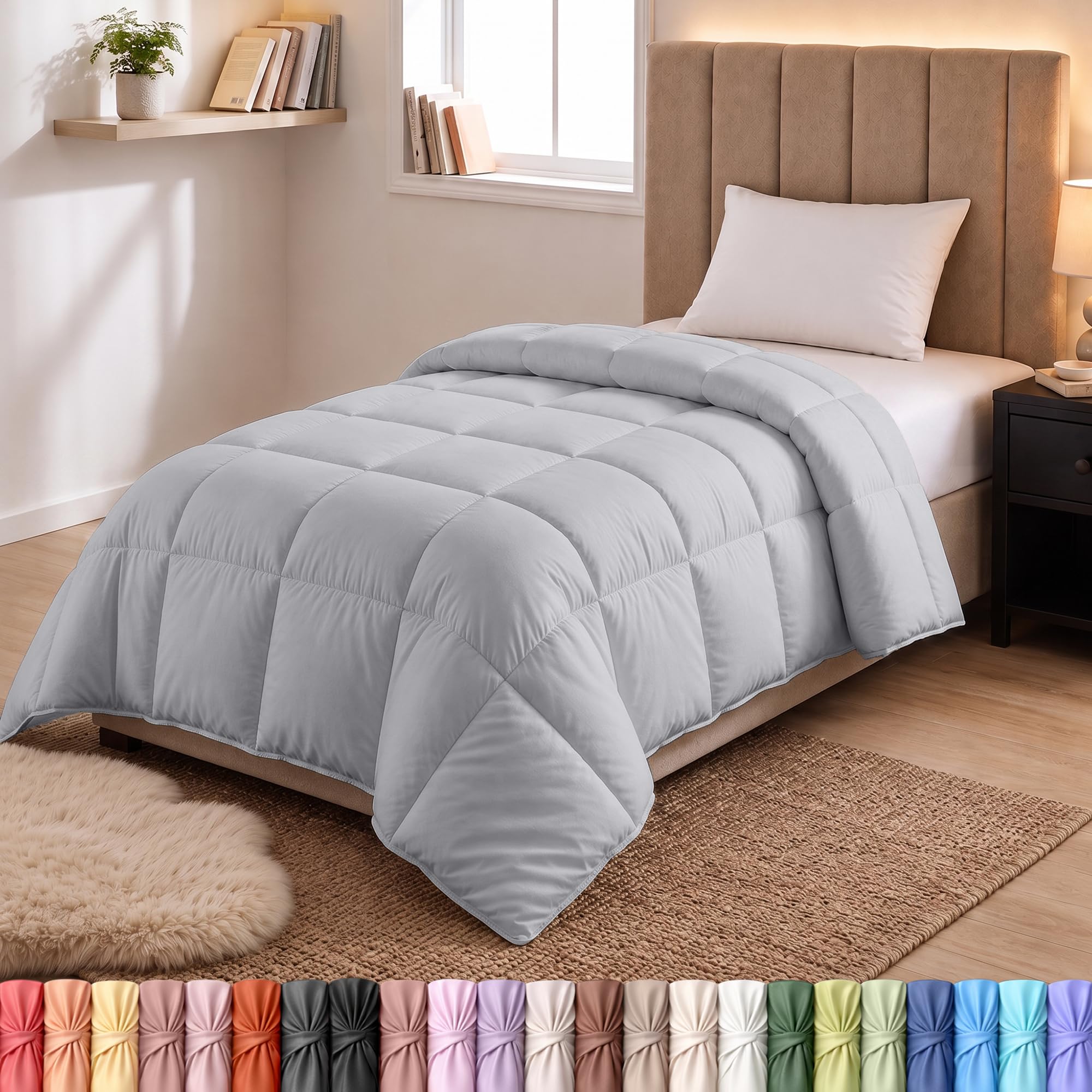Utopia Bedding Duvet Insert, Twin Comforter 64 x 88 Inches, Light Grey