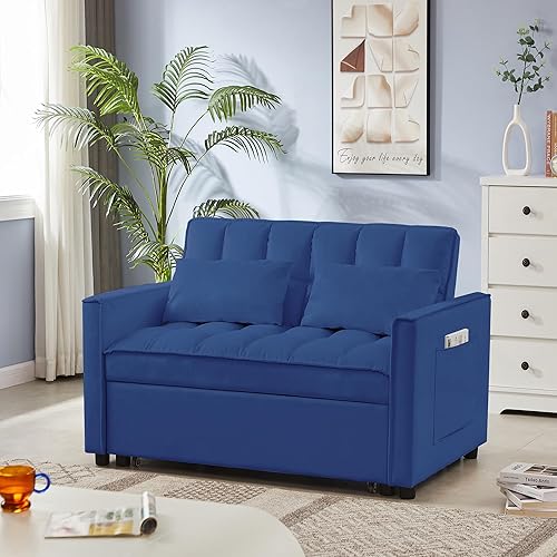Sofá biplaza convertible 3 en 1, sofá futón con cama extraíble, sofá biplaza pequeño con respaldo reclinable, muebles de sala de estar, sofá cama,