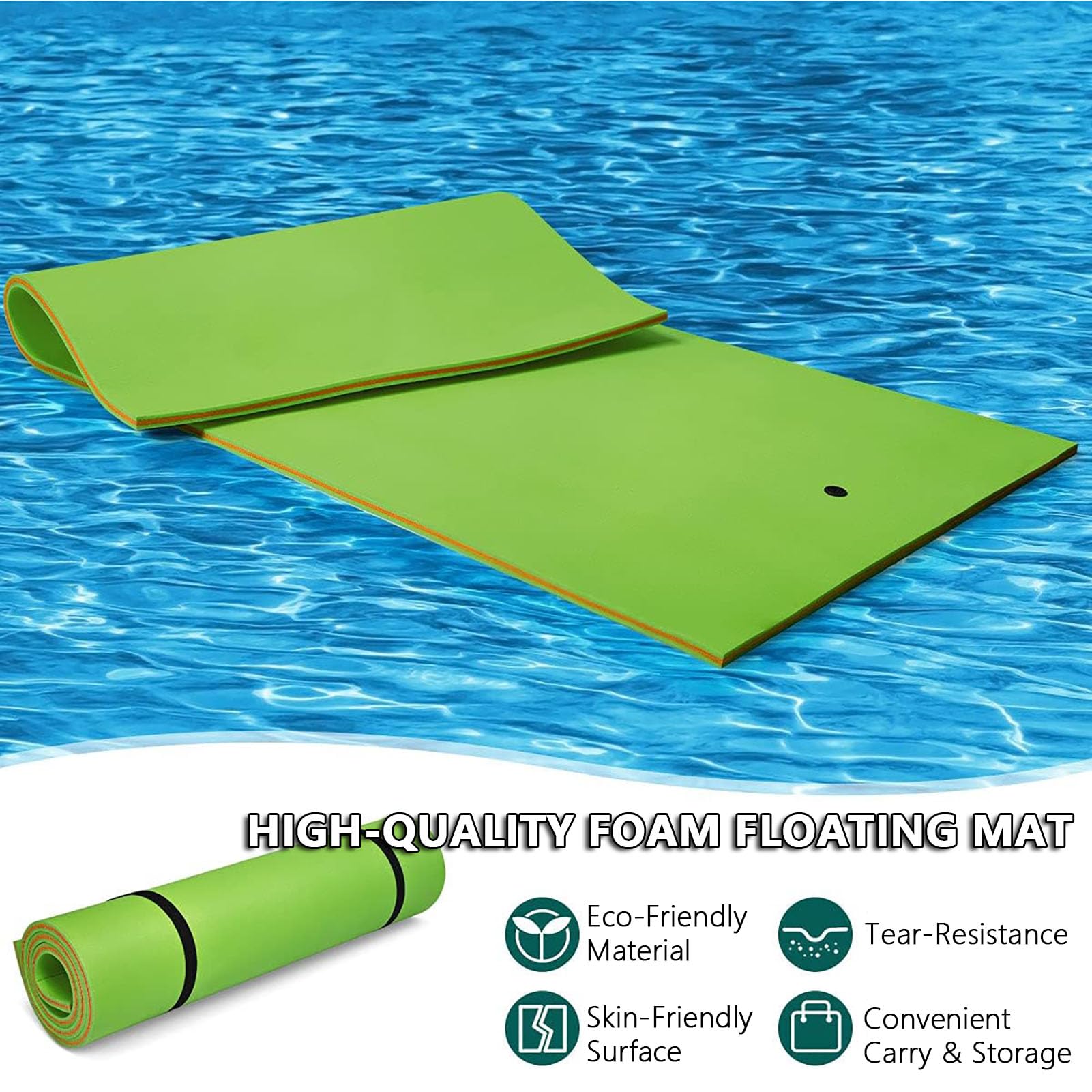 Pływająca Mata Wodna, Aqua Lily Pad, Pływająca Podkładka, Odporna Na Rozdarcia, Przenośna Mata Pływająca Na Zewnątrz Do Rekreacji, Na Jezioro, Basen, Rzekę, Ocean, łódź,1.8m×0.9m×3.3cm