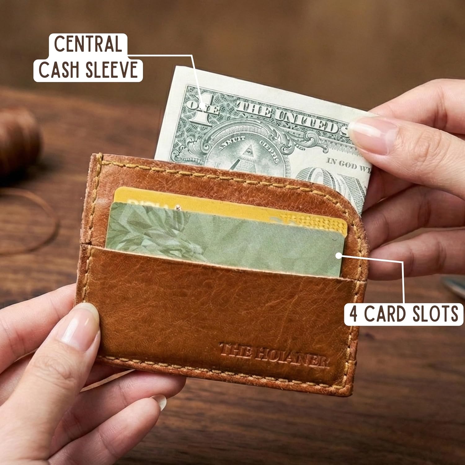 Slim Wallet Front Pocket - Genuine Leather Wallet for Men & Women - Minimalist Credit Card Holder with 6 Card Slots and 1 Cash Pocket - Handmade in Hoi An - Image 5