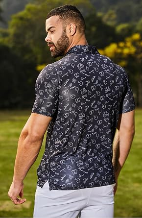 Men's Polo Shirt Short Sleeve Hawaiian Printed Shirt Casual Breathable Tennis Golf Polo Shirt