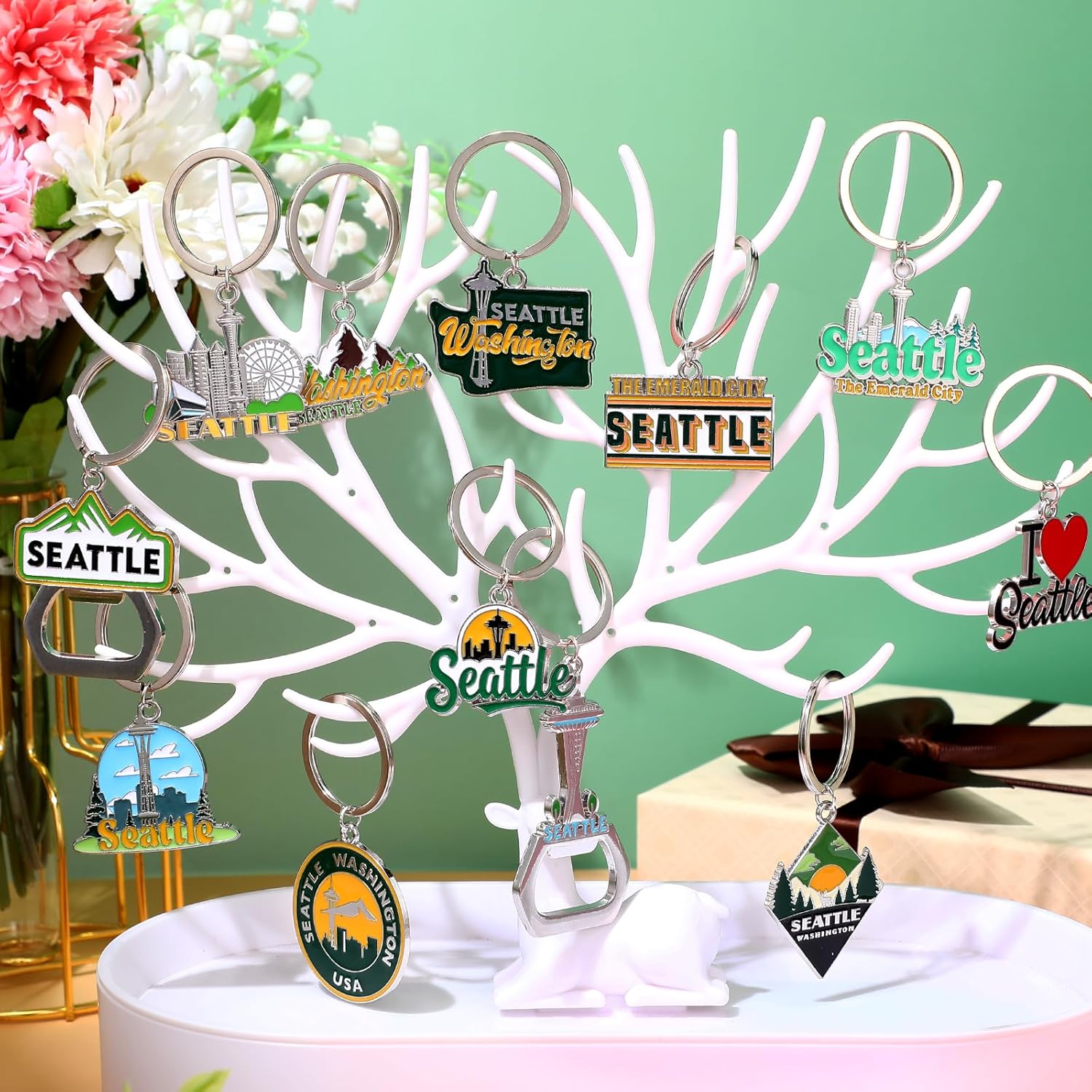 Landical Seattle Keychains Bottle Opener Bulk Seattle Washington Travel Souvenir Theme Gifts City Keychains