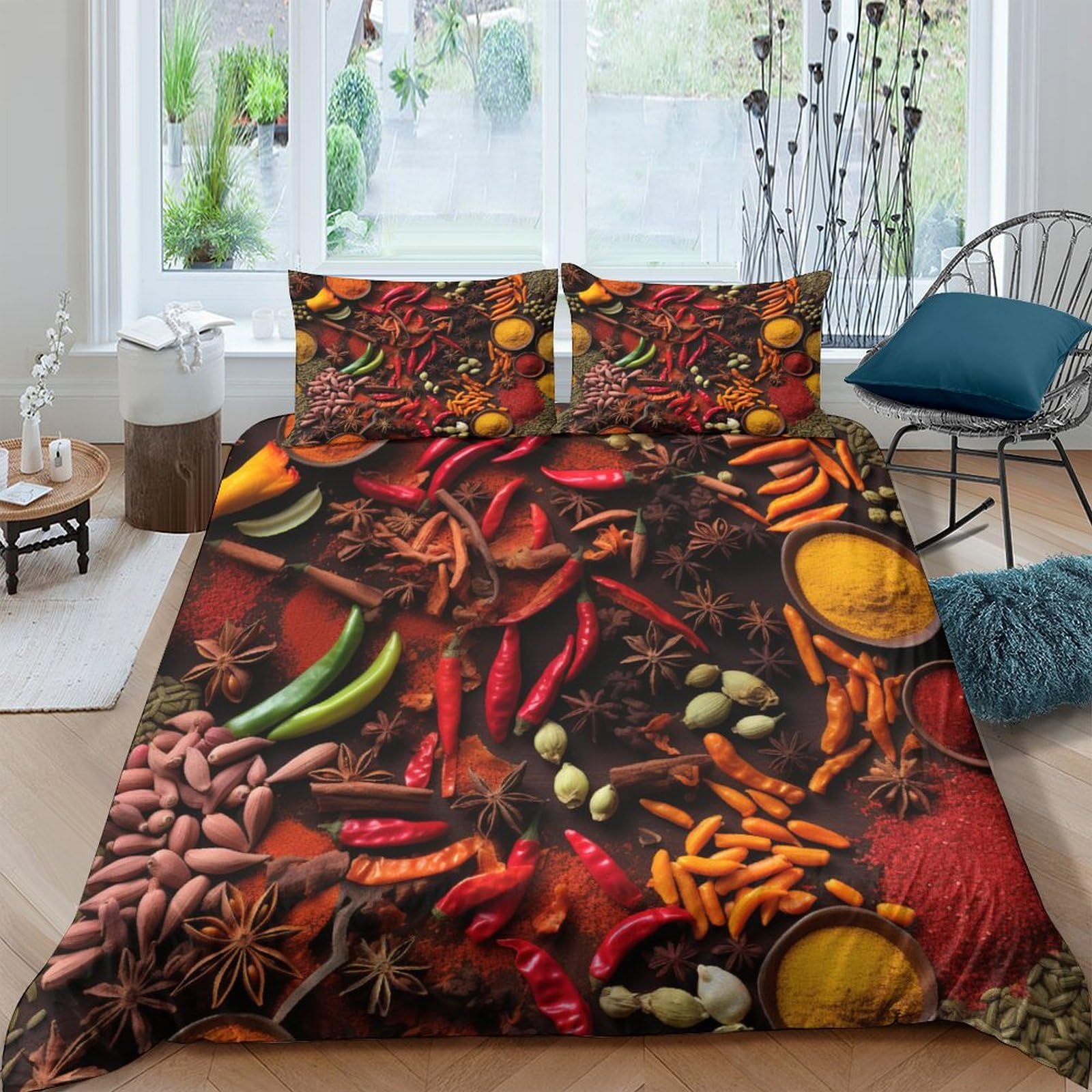 Parure de lit microfibre piment rouge pour chambre adulte et enfant 200x200