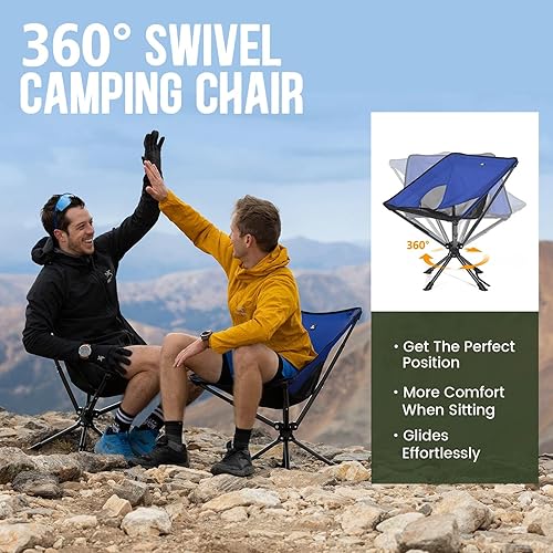 Miniatura 3 de TCEK Silla portátil giratoria mejorada pequeña silla plegable compacta para adultos que se instala en 8 segundos, silla ligera al aire libre para