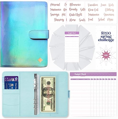 Vista 20 de SOUL MAMA Carpeta de presupuesto con sobres de efectivo, organizador de dinero rosa, sobres de efectivo A6 para presupuesto, ahorro de dinero