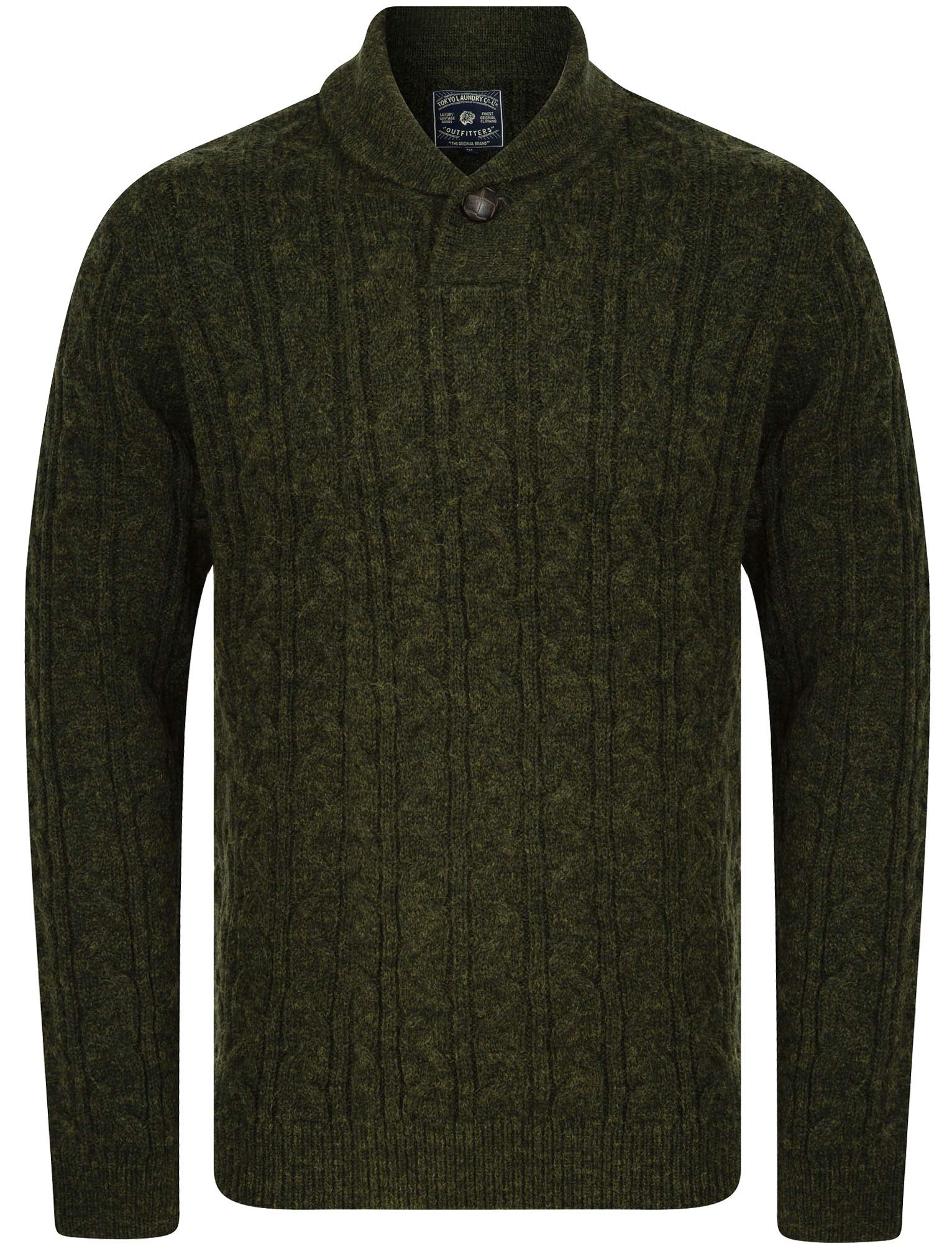 Tokyo Laundry Men's Shawl Neck Chunky Cable Knit Jumper