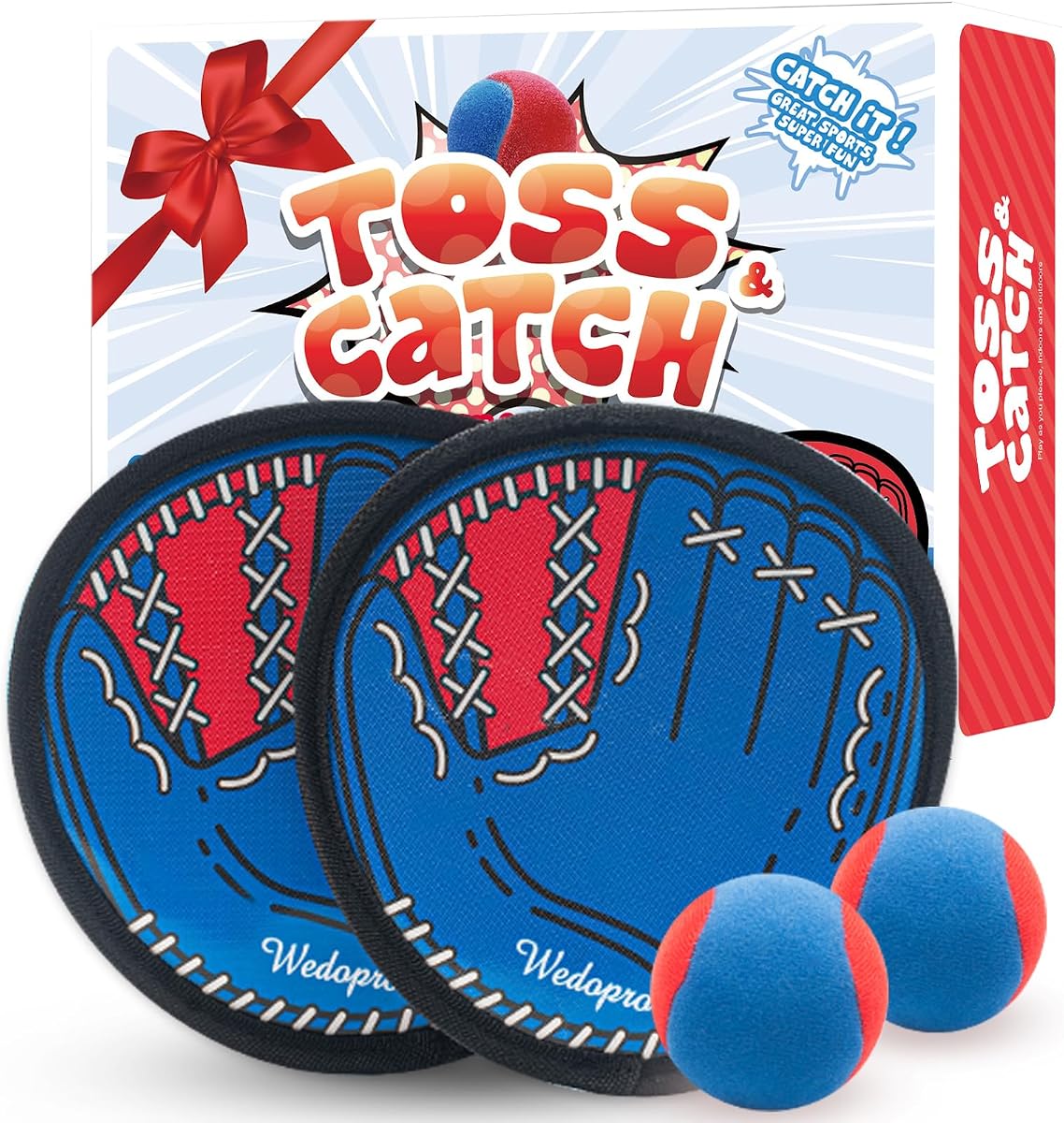 Juego de lanzar y atrapar pelota, guante de béisbol para niños pequeños y juguetes de pelota para atrapar, juegos al aire libre para niños para la familia, juguetes para el patio de la playa al aire libre, regalo de Pascua de cumpleaños para niños de 3, 4, 5, 6, 7, 8 a 12 años