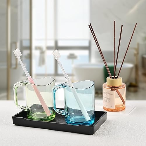 Miniatura 4 de VCREATC Paquete de 6 mini bandejas negras pequeñas (8 x 4 pulgadas) para servir accesorios, spa, café, bebidas, vino, té, bar, fiesta, condimento,