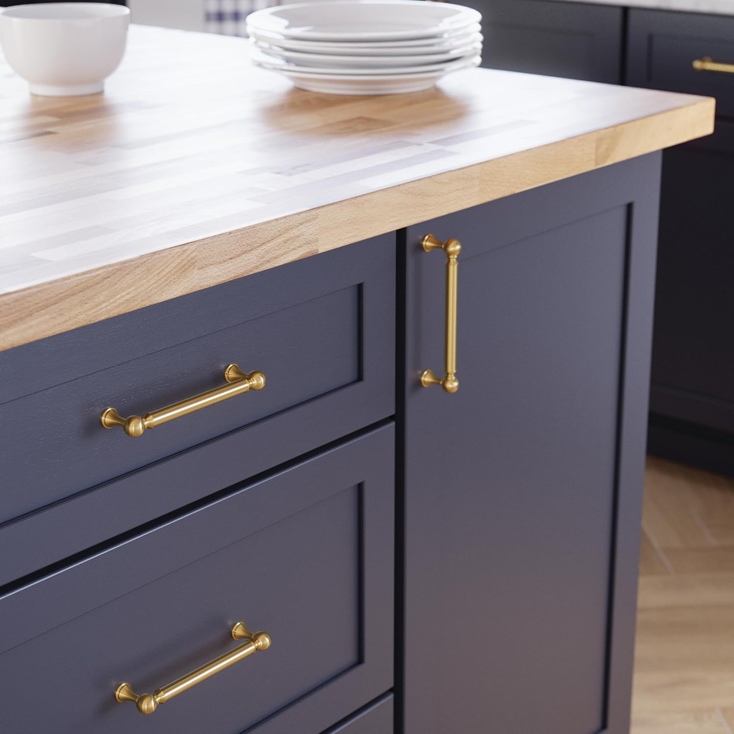 Franklin Brass 10 Pack Modern Gold Cabinet Handles 5-1/16 inch (128mm) Kitchen Cabinet Handles and Drawer Pulls for Cupboards and Dressers |Classic Farmhouse