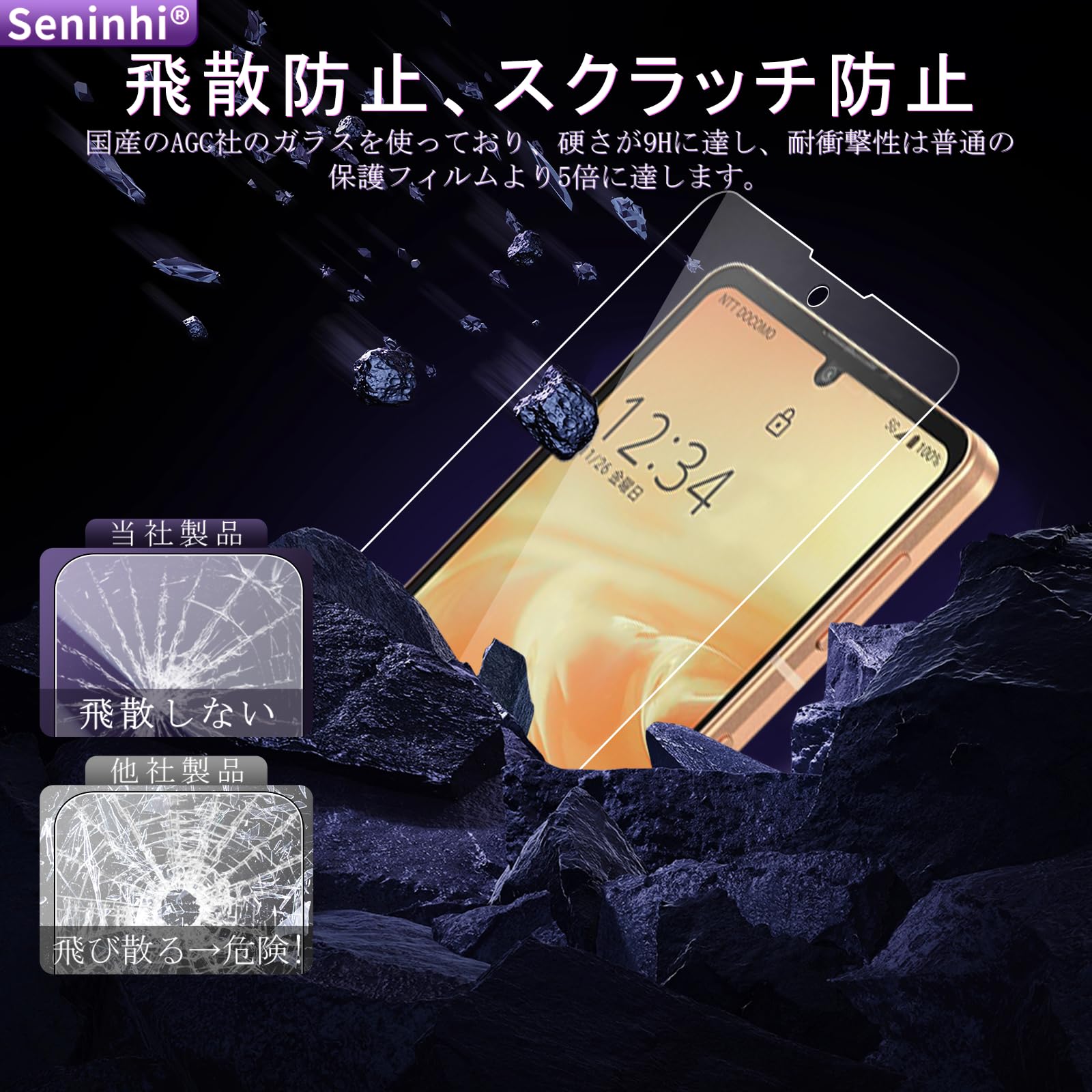 Amazon.co.jp: aquos sense 6 ガラスフィルム ガイド枠付き【2+2枚