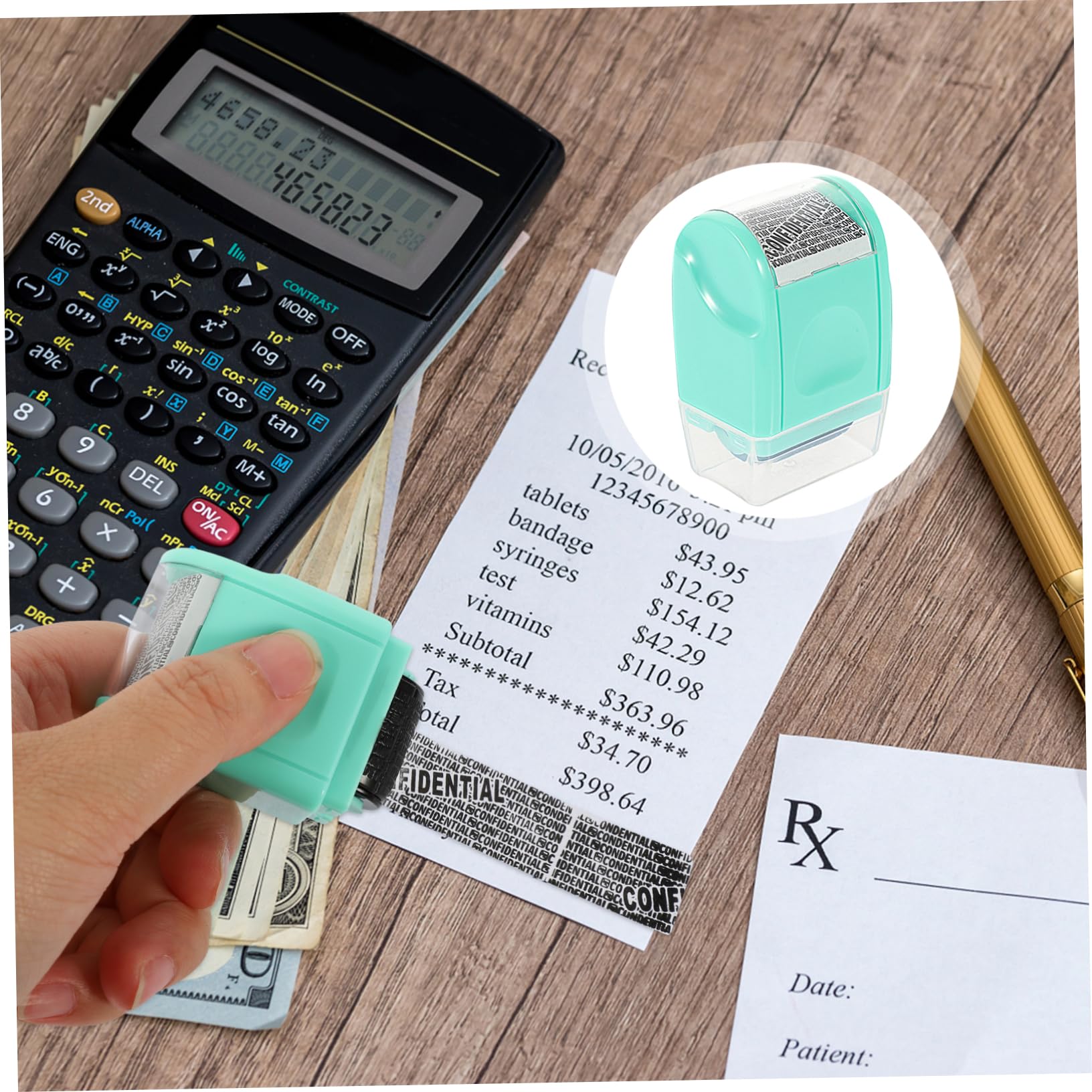 NUOBESTY 4pezzi Portable Roller Stamp Multi-function Id Stamp Per La Privacy Domestica Timbro Per Protezione Documenti Copertura Codice Illeggibile Per Fatture e Documenti Personali