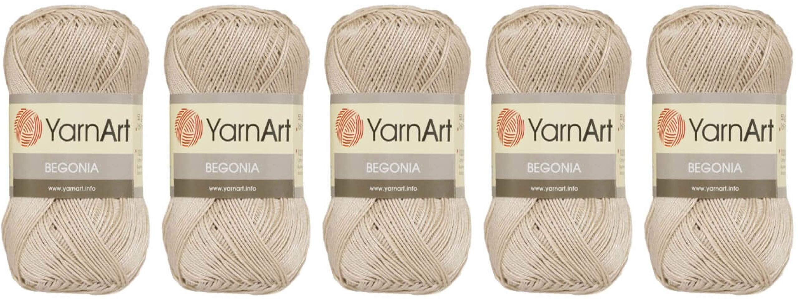 Yarn Art Begonia 100% Mercerized Cotton, Lot of 5 Skein (Pack),Total 8.8 Oz. Each 1.76 Oz (50g) / 185 Yrds (169m), Fine Sport:2 (4660)