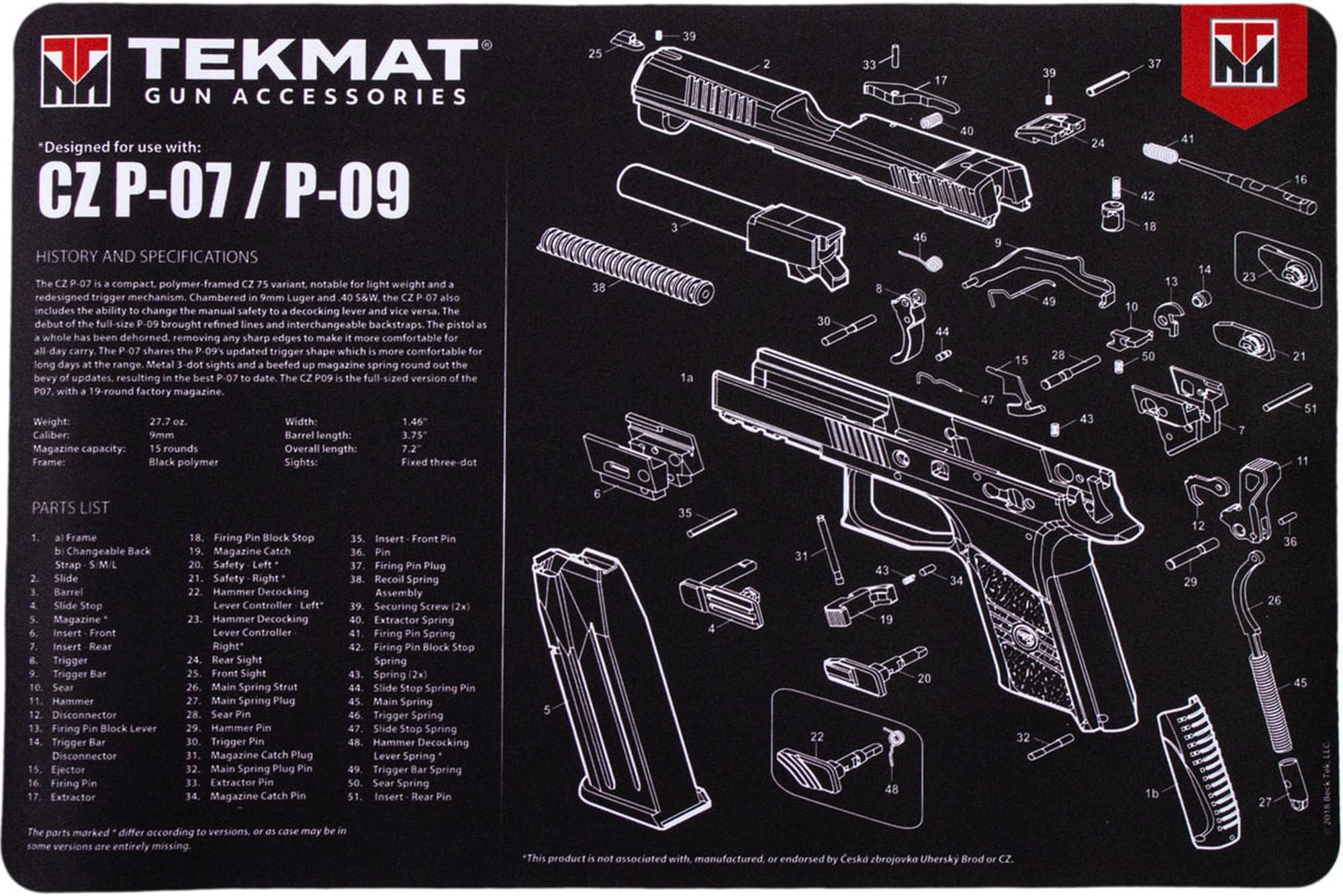 CZ P-07 / P-09 TekMat Gun Cleaning Mat