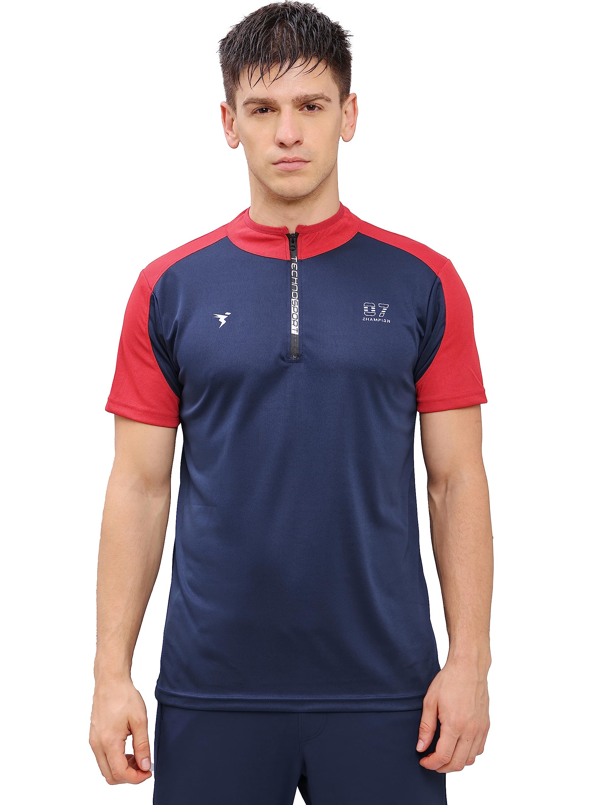 TECHNOSPORT Men's Polyester Regular Fit T-Shirt T-Neck Half Sleeve (P515)