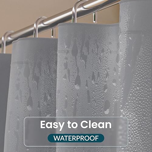 Miniatura 4 de Titanker Forro de cortina de ducha de plástico, 72 x 72 pulgadas, forro de ducha gris de PEVA, cortinas de ducha ligeras para baño, forro de ducha