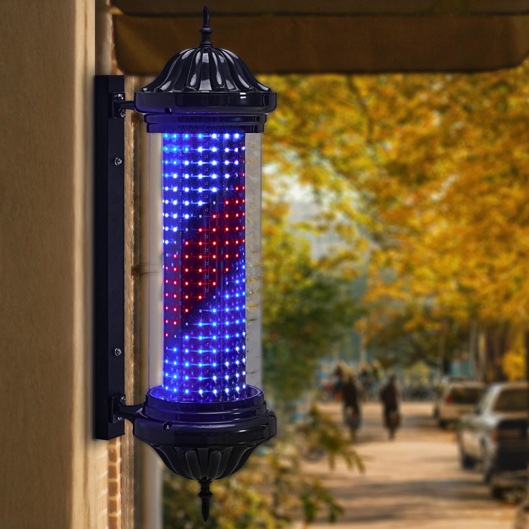 Barberpub Barber Pole Barbierstab, Barbershop Friseurstange mit LED Leucht Salon Einrichtung, Außenwandlampe für Friseursalons, Barbier Stange Licht, 81CM Salon Zeichen, Energie Sparen L041BC