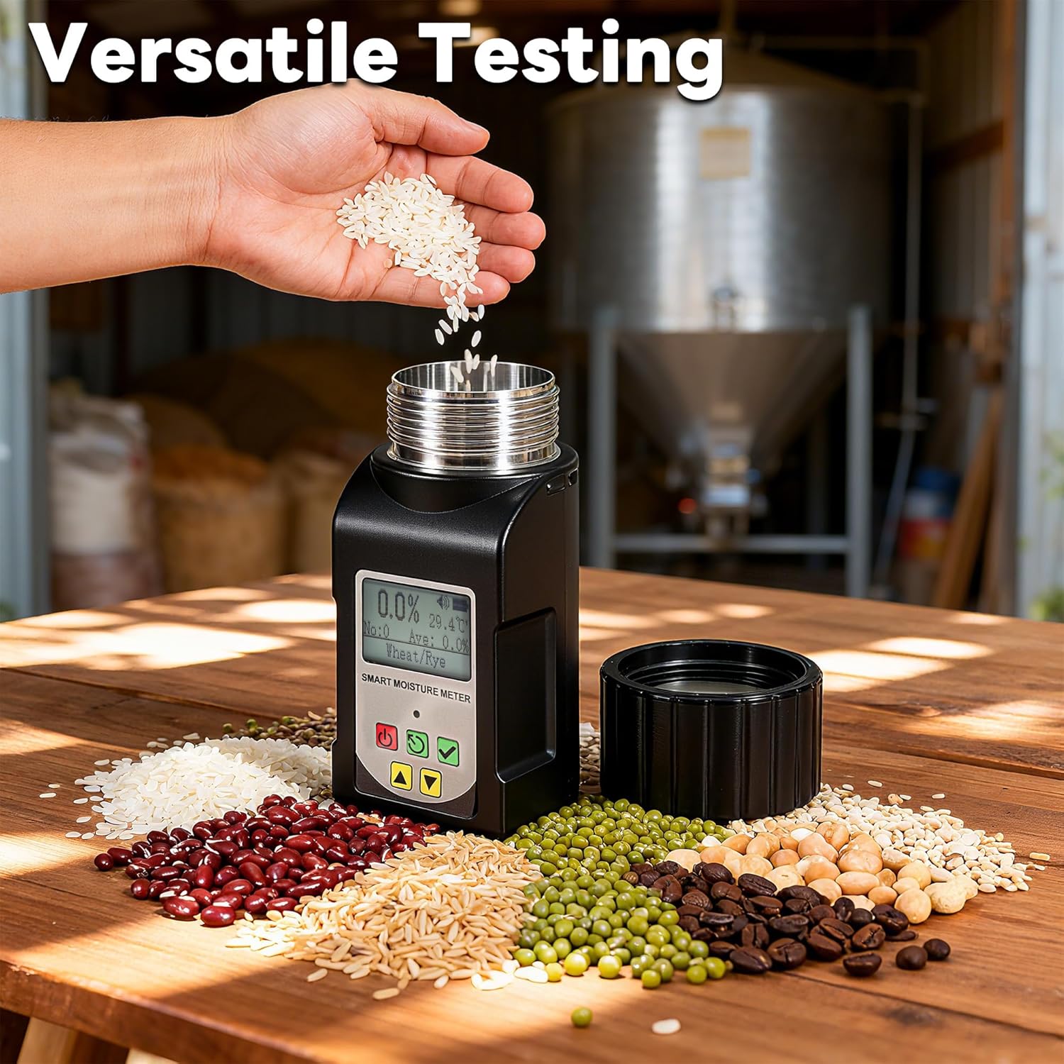 Grain Moisture Meter, High Precision Grain Moisture Tester, Portable Cup-Type Coffee Moisture Meter with Temperature Compensation & Data Storage, For 25 Grains Including Wheat Corn Coffee Soybean