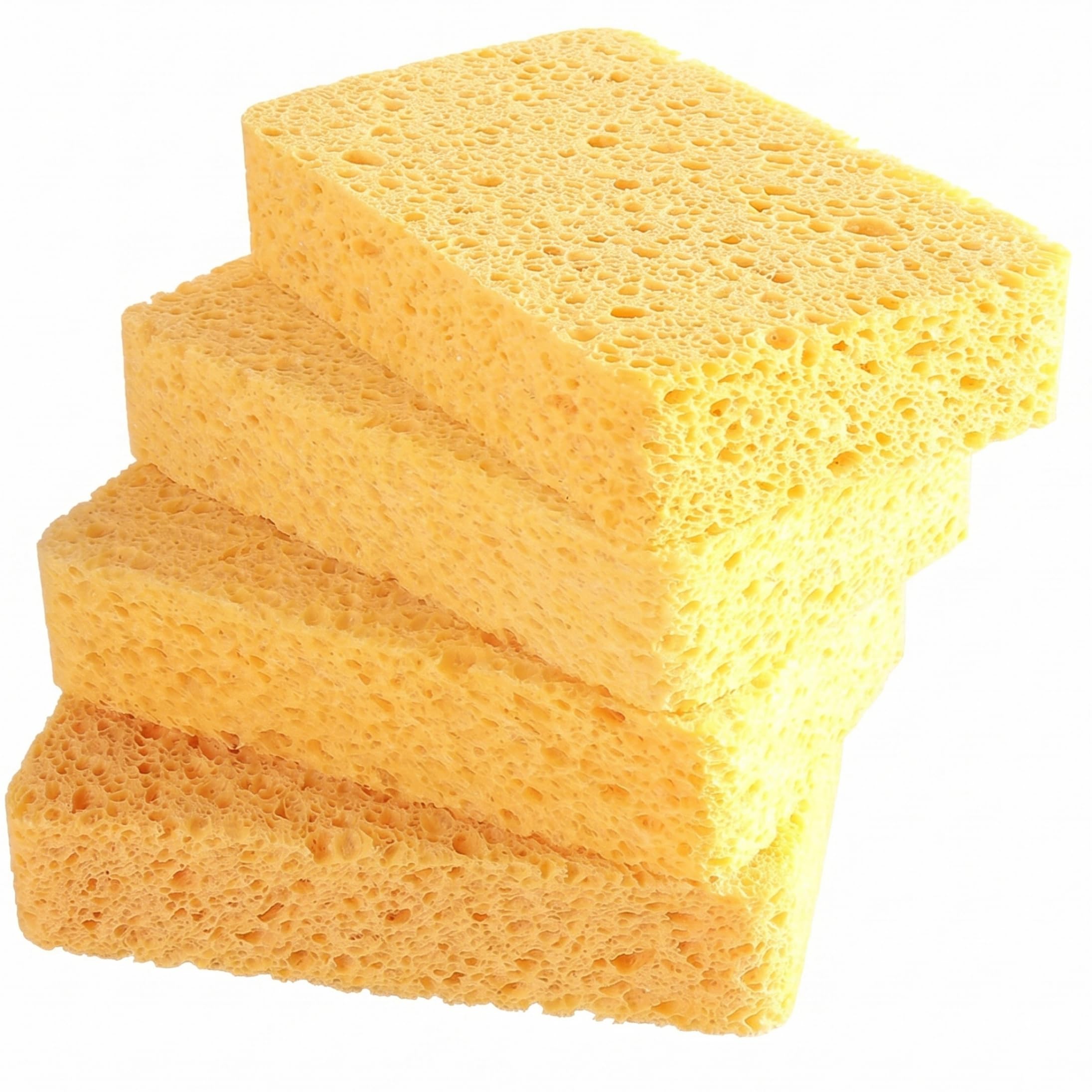Syutokul Dish Sponges Kitchen 4Pcs Dish Sponges for Dishes Natural Thick Wood Pulp Cotton Cleaning Scrubs Yellow 4.33x2.76x0.79inch