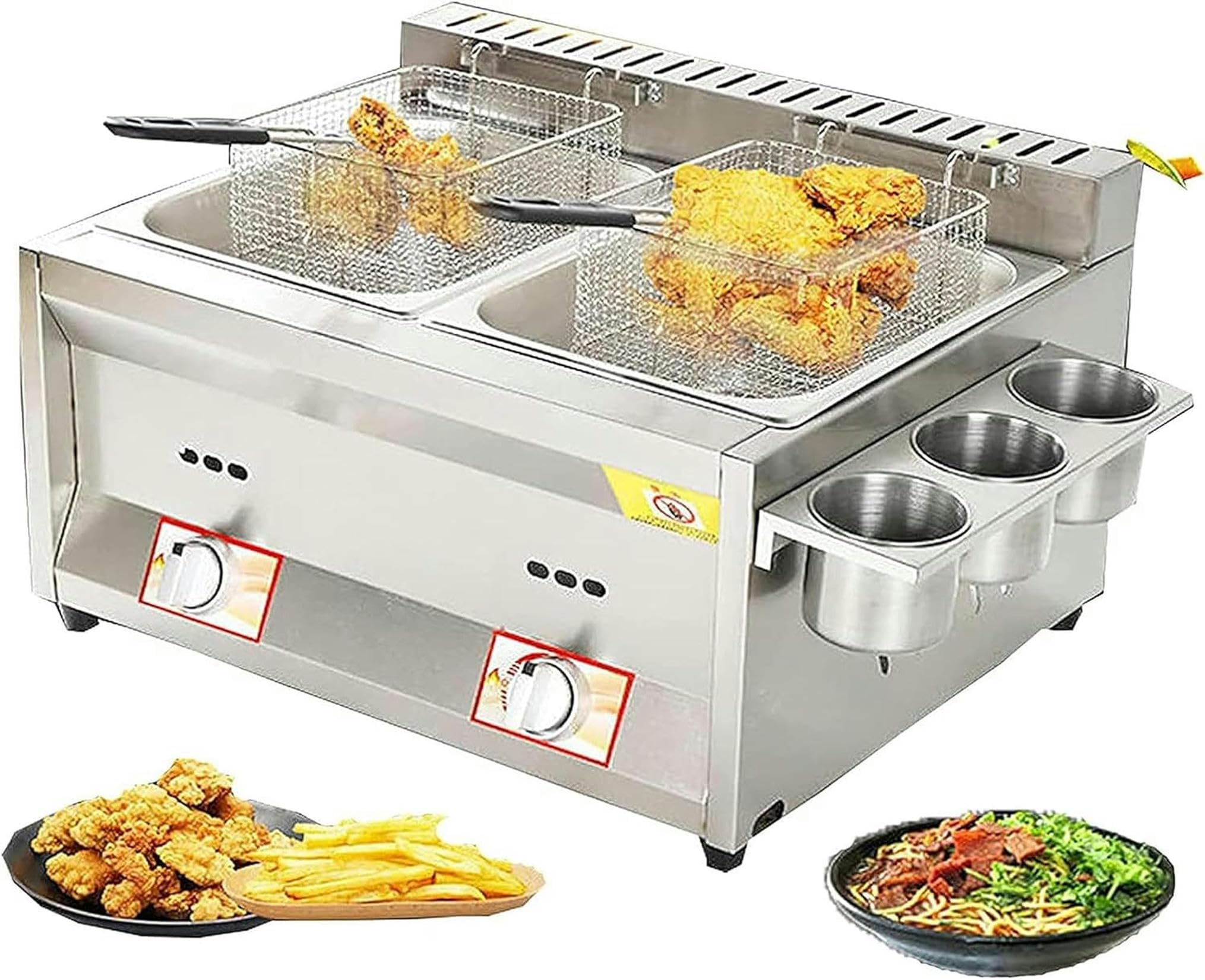 Friggitrice Professionale A Gas da 10 Litri, Regolazione Manuale della Temperatura, in Acciaio Inox, A Infrarossi, con Cestello Rimovibile, per Patatine Fritte
